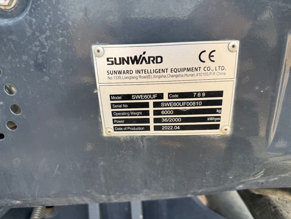 2022 Sunward SWE 60UF Mini Excavator